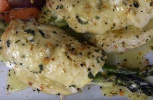 Baked Chicken Breast with Swiss Cheese and Asparagus