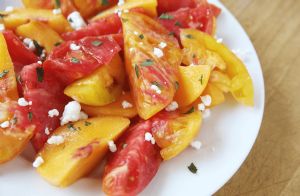 Peach-Tomato Salad with Basil and Feta 