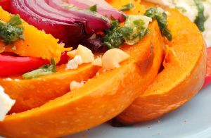 Roasted Pumpkin Wedges with Pumpkin Seed Pesto