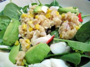 Crab & Baby Spinach Salad with Lemon Shallot Dressing 