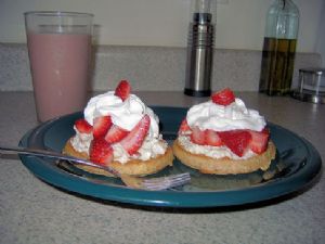 Waffles with Honey Ricotta and Strawberries
