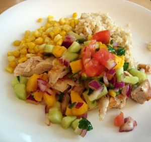 Grilled Chicken with Warm Mango Salsa