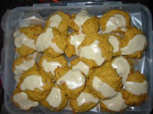 Soft Pumpkin Spice Pecan Cookies w Orange Glaze