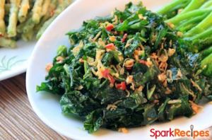 Crispy Garlic Kale with Chorizo and Beans