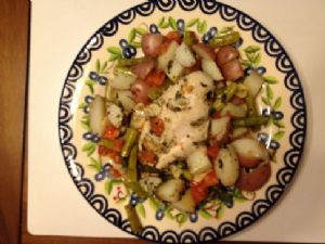 Roasted Chicken Breast with Red Potatoes and Asparagus