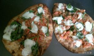 Goat Cheese, Spinach, Bruschetta Naan Pizza