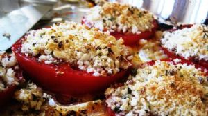 Grilled Tomatoes with Panko Bread Crumbs and Cheese