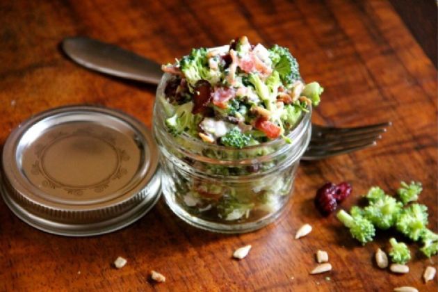 Broccoli and Cauliflower Salad with Sunflower Seeds & Cranberries