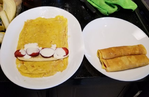 Banana Strawberry Crepe rolls