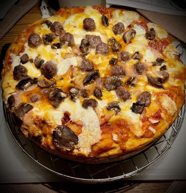 Deep Dish Pizza Hearty Portion by Tamera