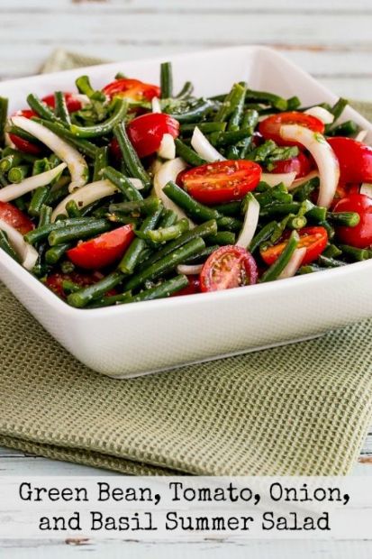 Green Bean Tomato Onion & Basil Summer Salad