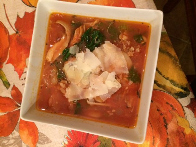 Italian Chicken, Lima Bean and Kale Soup