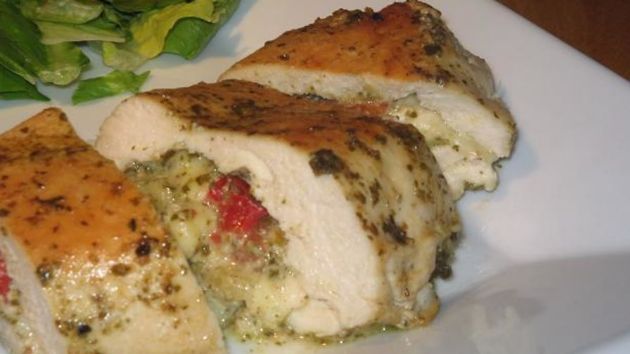 Pesto & Mozzarella cheese stuffed chicken breast