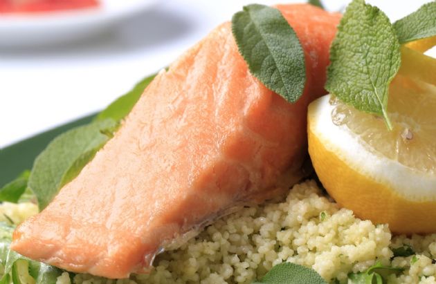 Roasted Salmon with Lemon Couscous and Asparagus
