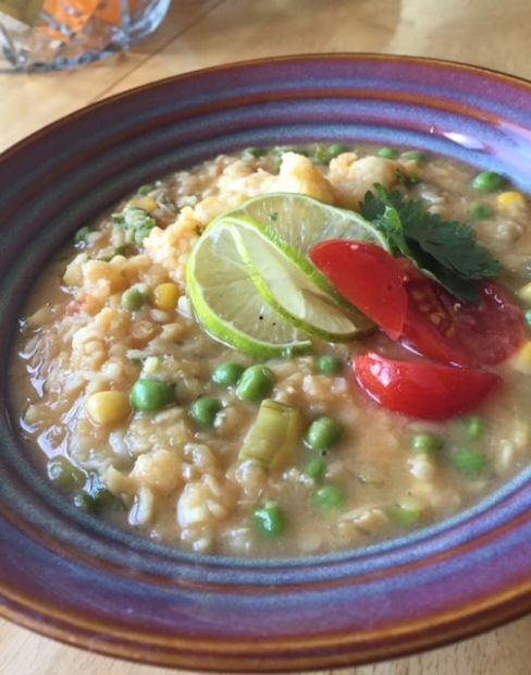 Thai coconut red lentil soup