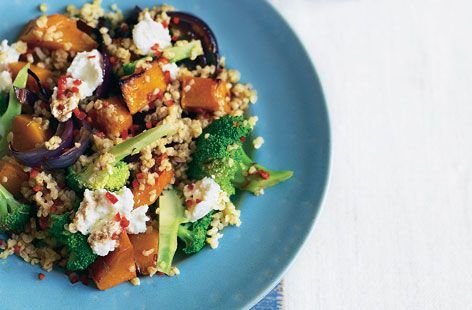 Warm bulgar wheat, roast squash and ricotta salad recipe