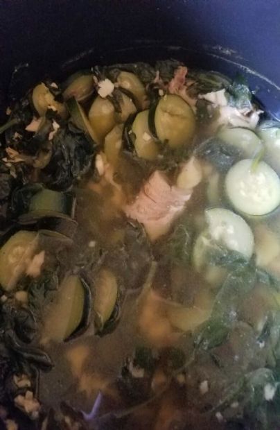 Fish spinach and zucchini soup
