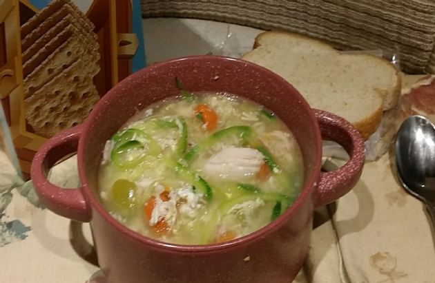 chicken egg drop zucchini noodle soup