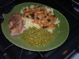 Chops with Apple Raisin Sauce over Pasta