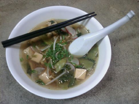 Tofu Vegetable Soup with Bean Thread Noodles