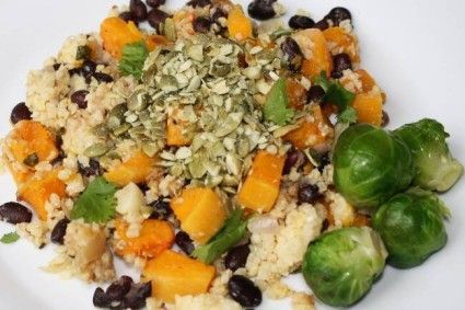 Millet Pilaf with Roasted Butternut Squash, Black Beans & Pumpkin seed Crumbs