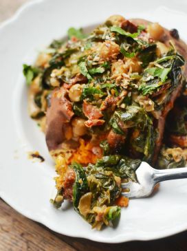 Braised Coconut Spinach & Chickpeas with Lemon