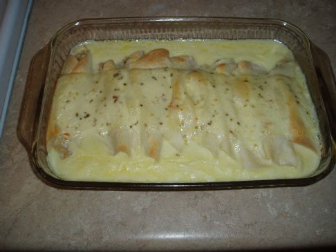 White Chicken Enchiladas with Sour Cream Sauce