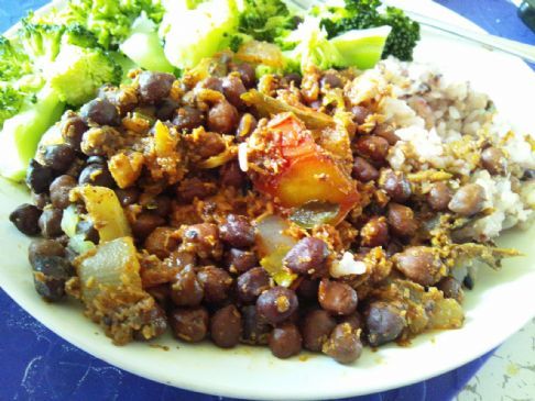 Black Chickpeas with Roasted Coconut and Fragrant Spices