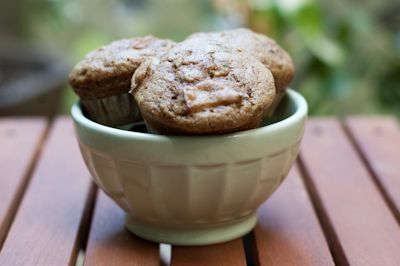 Whole Wheat Zucchini & Rhubarb Muffins