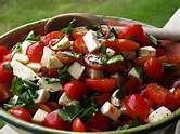 Caprese Salad with Grape Tomatoes, Mozzarella & Basil