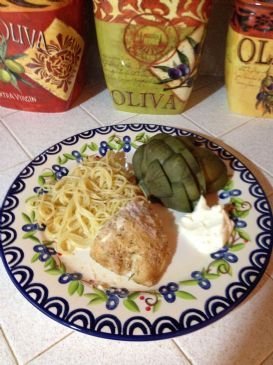 Baked Garlic Chicken Breast and Angel Hair Pasta