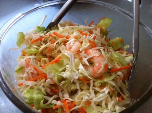 Cabbage, cucumber and Shrimp Salad