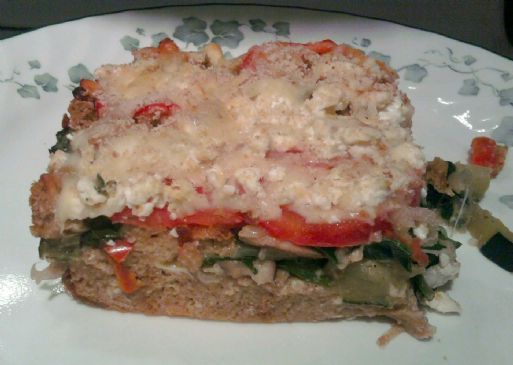 Zucchini, Spinach, Mushroom and Feta Strata Casserole
