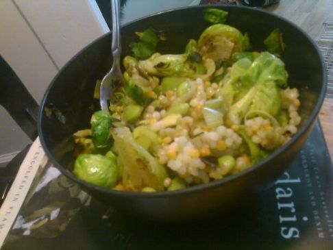 Leeks & Sprouts with Edamame and Israeli Couscous