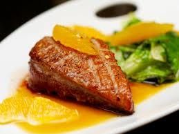 Pan-Seared Duck with Orange Pomegranate Sesame Sauce