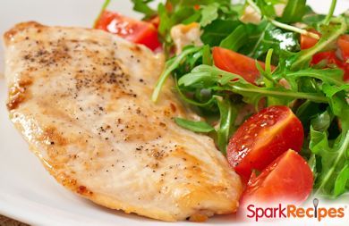 Grilled Chicken Paillard with Lemon and Black Pepper and Arugula-Tomato Salad