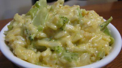 Broccoli Cheez Whiz Rice Casserole, light