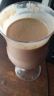 Peanutbutter banana and chocolate protein shake