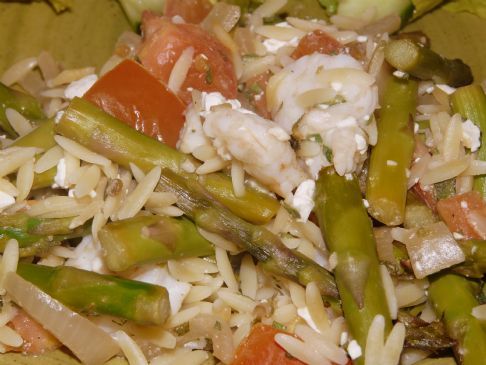 Asparagus Baked with Shrimp, Tomatoes and Feta