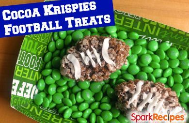 Chocolate Peanut Butter Footballs (Cocoa Rice Krispie Treats)