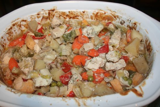 Poulet aux L�gumes � la mijoteuse (350 g / 200 cal)