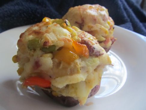 Twice Baked Potatoes with Ham & Corn 