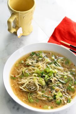 Spicy Ginger Scallion and Egg Drop Zucchini Noodle Bowl