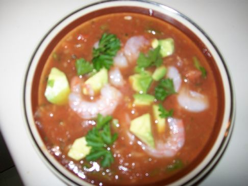 Gazpacho with Shrimp and Avocado