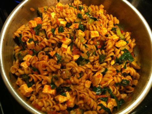 Rotini with tofu and veggies