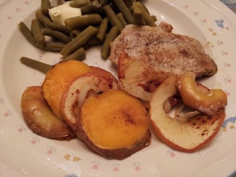 Roasted Pork Chops with Sweet Potatoes & Apples