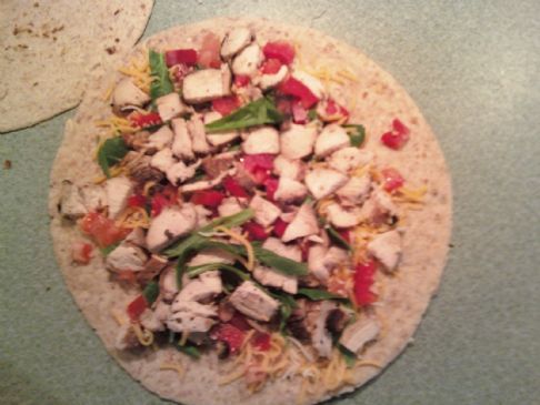 Chicken-Spinach-Red-Pepper-Tomato Quesadilla