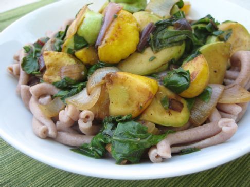 Farro Pasta with Summer Squash and Chard