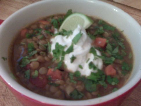 Lentils with White Wine, Herbs and Tomatoes