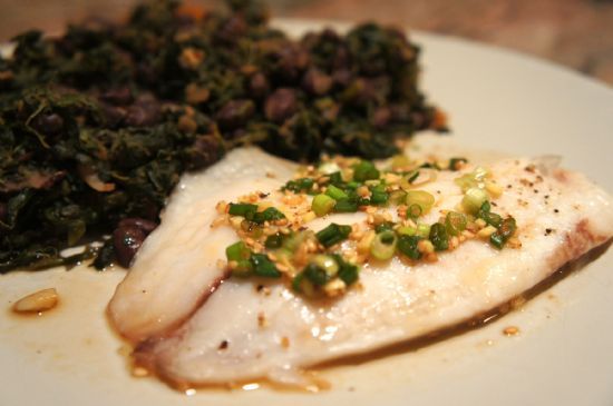 Honey-Ginger Tilapia over Spinach + Black Beans